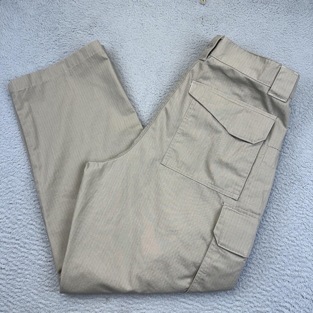 TRU-SPEC Pants Mens 34x30 Khaki Ripstop Tactical Cargo Pockets Reinforced 32x29*